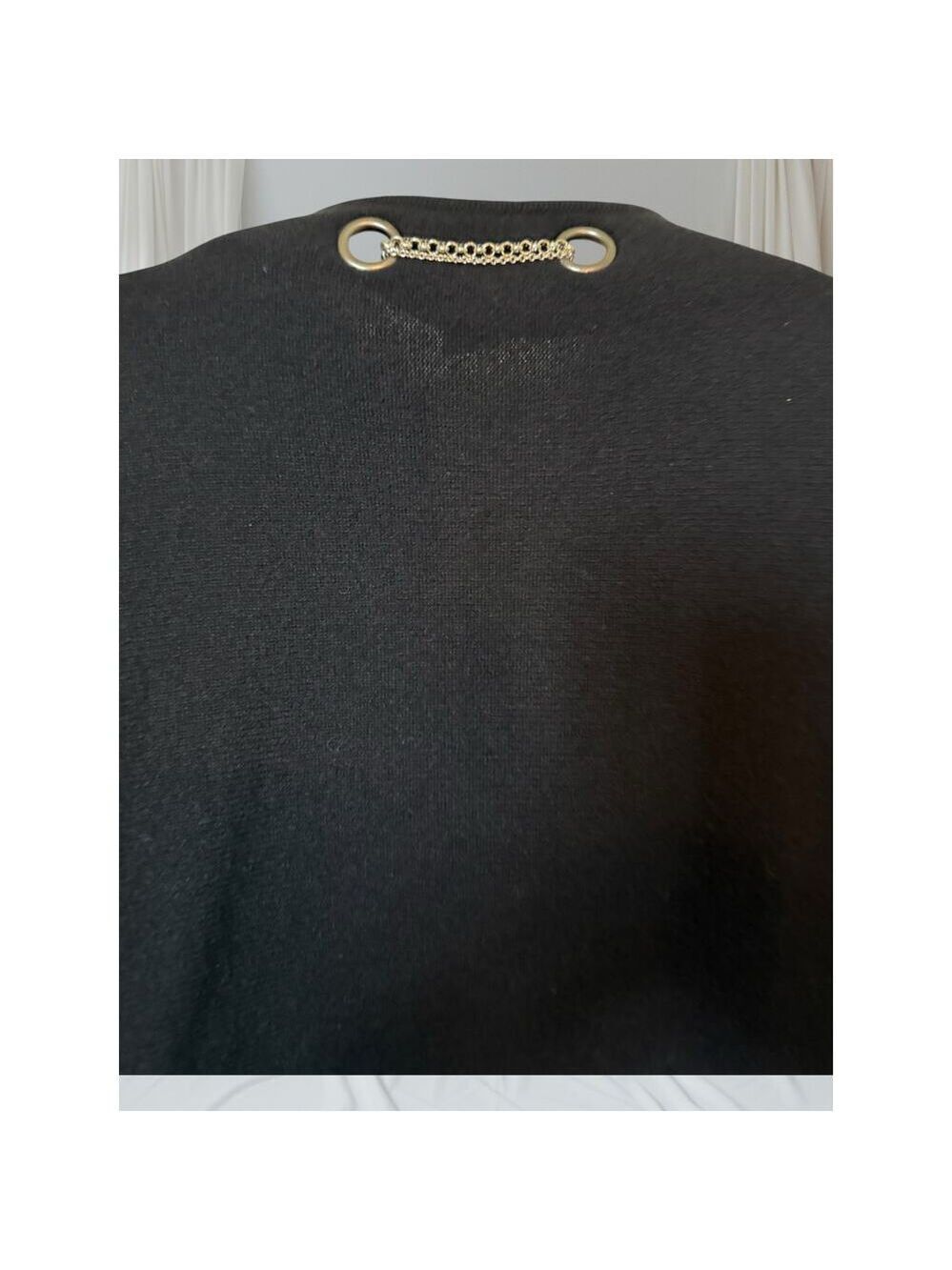 Neiman Marcus 100% Cashmere Black Sweater with Chain Detail Neckline - Picture 8 of 9